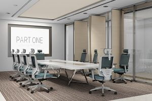 M6-AS Gray Executive Ergonomic Office Chair in conference room