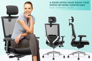 A woman sitting on the M6-AS Executive Ergonomic Office Chair