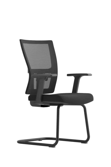 black office guest chair with mesh back and armrests
