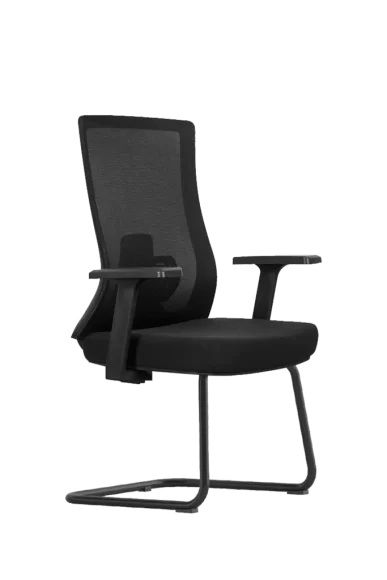 black office guest chair with mesh back and armrests