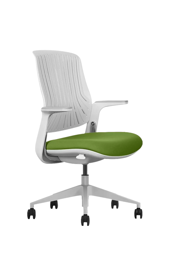 modern office chair with green seat and white backrest