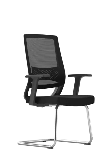 black office guest chair with mesh back and armrests