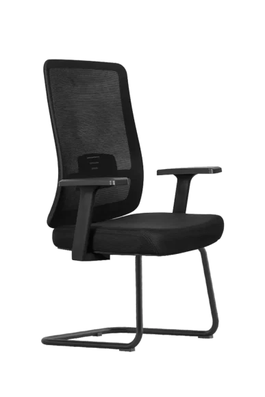 black office guest chair with mesh back and armrests