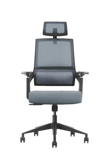 modern office chair with mesh back and seat, adjustable armrests and wheels