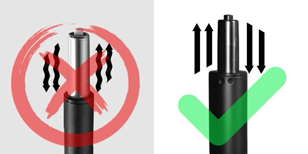 Correct and incorrect ways to use a chair's gas lift mechanism