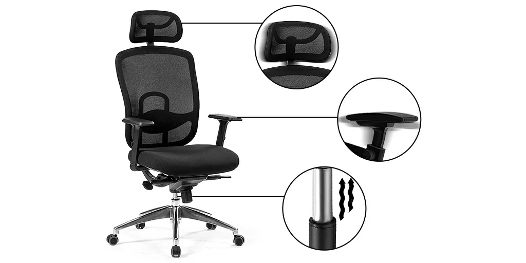 ergonomic office chair with mesh back and adjustable features