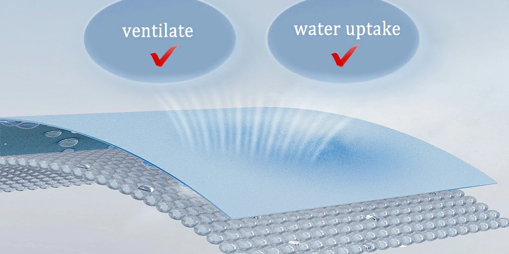 Ventilation and water uptake in a fabric structure