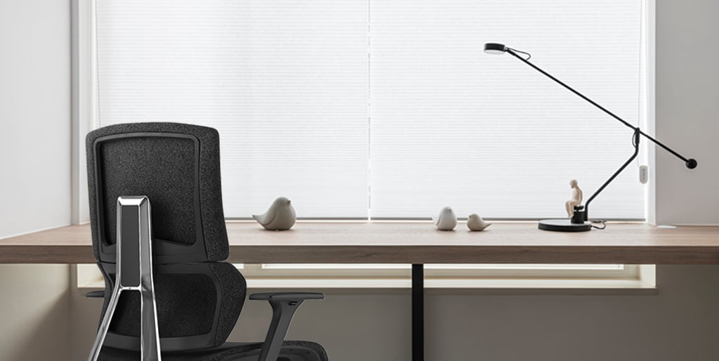 X6 ergonomic chair and Desk Be In Front Of A Window with Proper Curtains