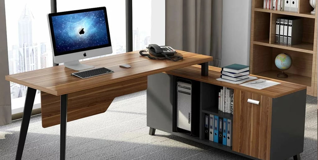 L-shaped desk in office