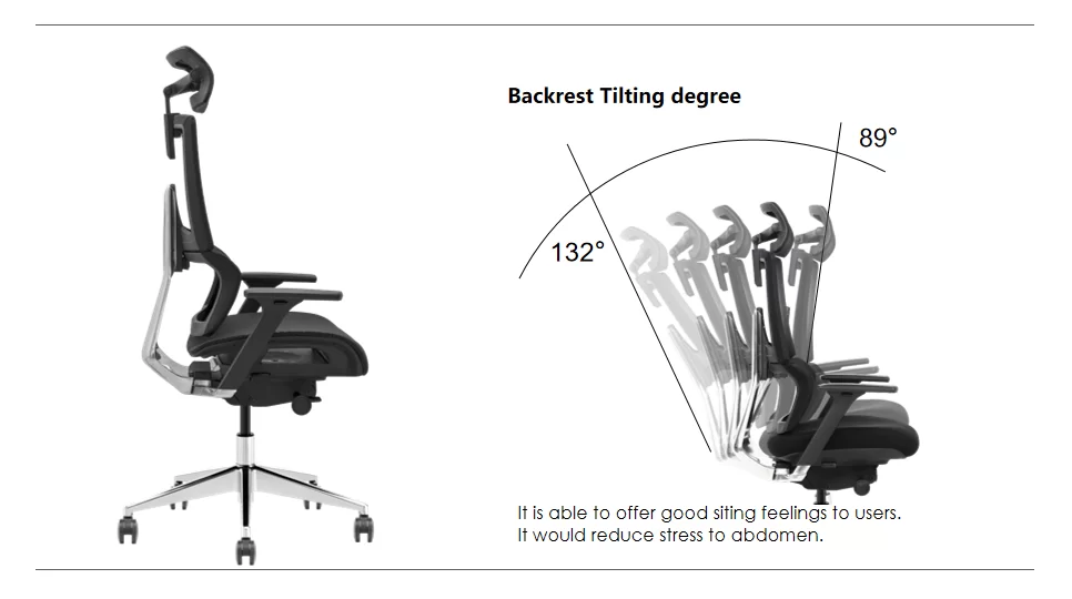 ergonomic office chair backrest tilting degree
