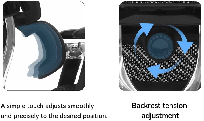 Adjustable armrest and backrest tension on a chair