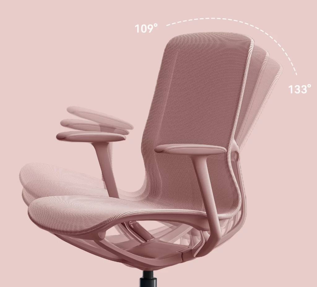 ergonomic-pink-office-chair-with-adjustable-angle