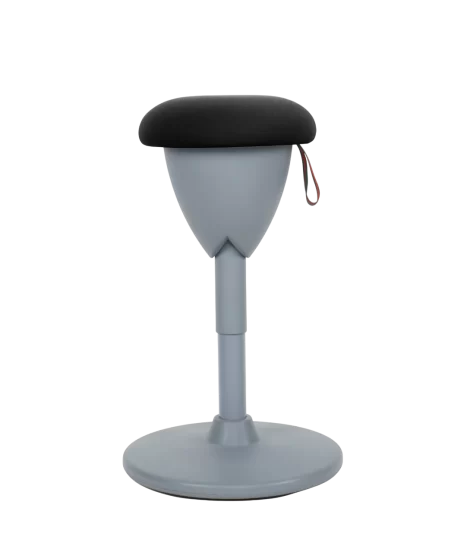 black-and-white wobble stool with adjustable height