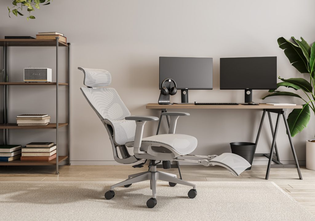 Ergonomic chair showing desk chair dimensions for office use.