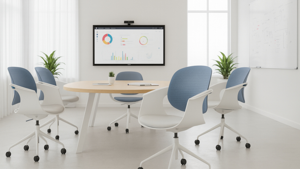 swivel task chair in library collaborative study room